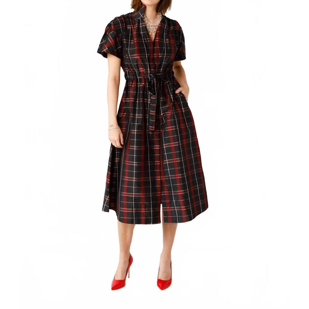 NEW HOLLY SHAE DESIGN christmas plaid dress in black velvet